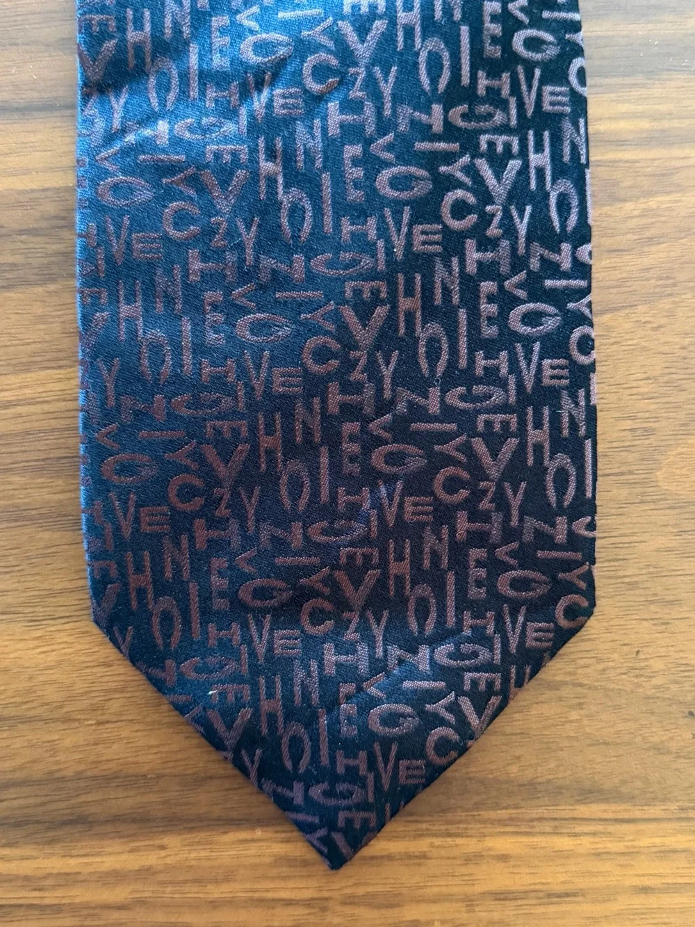 Givenchy Blue and Brown Logo Silk Tie